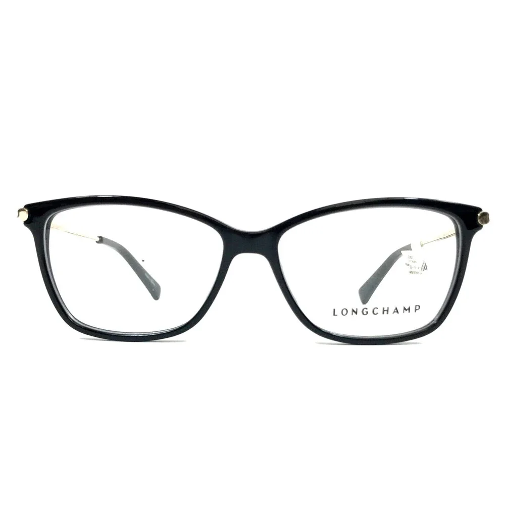 Longchamp Eyeglasses Frames LO2621 001 Black Gold Cat Eye Full Rim 53-14-140
